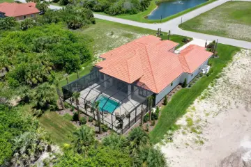 Rear Drone View - Spanish Modern Home - Flagler County FL